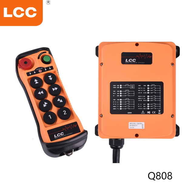 Q808 AC / DC 24V-48V 433MHZ 8 أزرار مزدوجة السرعة أبولو كرين الصناعية التحكم عن بعد